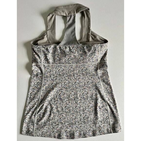Lululemon Scoop Neck Tank Luon Petite Fleur Silver Spoon Ambient Grey Size 10 - Picture 13 of 14